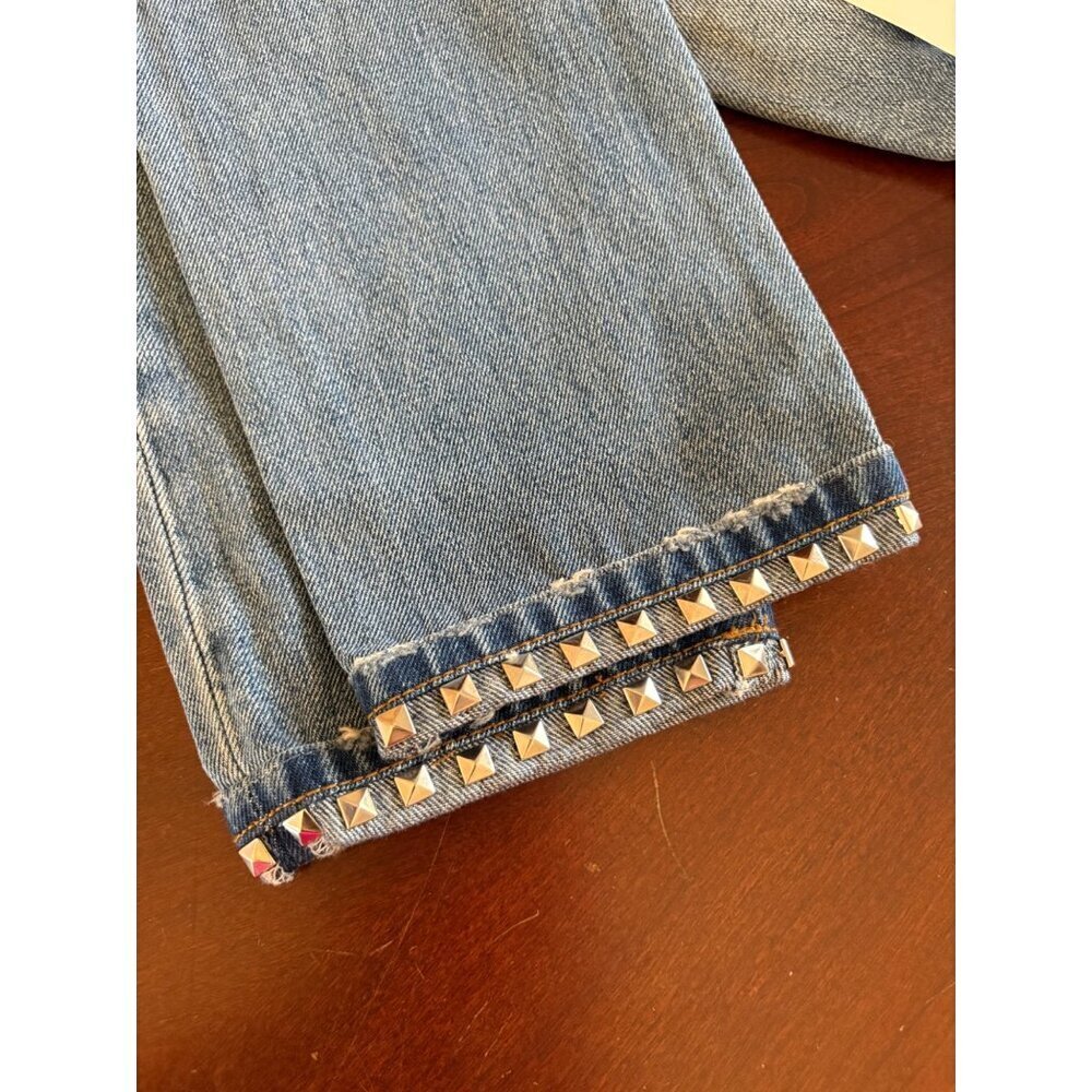 Current/Elliott NWT The Turnt Fling Studded Cuff Straight Crop Jeans Size 23 - Picture 11 of 13